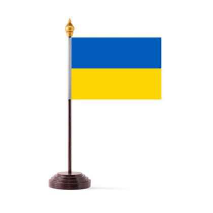 Ukraine Table Flag with Stick and Base