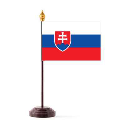 Slovakia Table Flag with Stick and Base