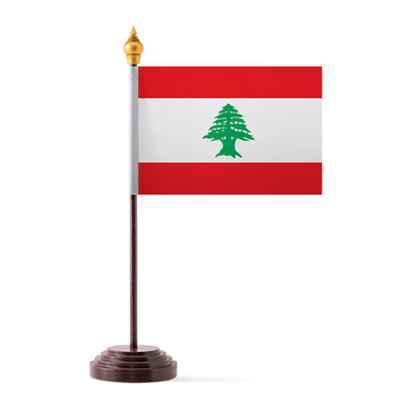 Lebanon Table Flag with Stick and Base