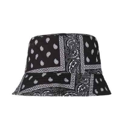 Black Reversible Paisley Bucket Hat