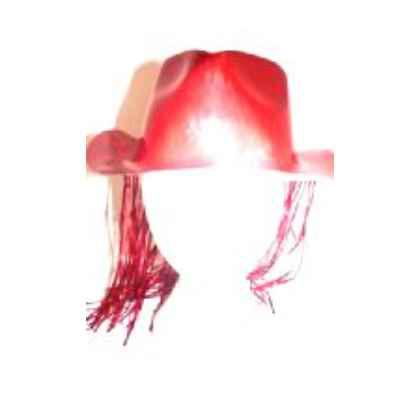 Trilby Red Hat with attached Tinsel Hair