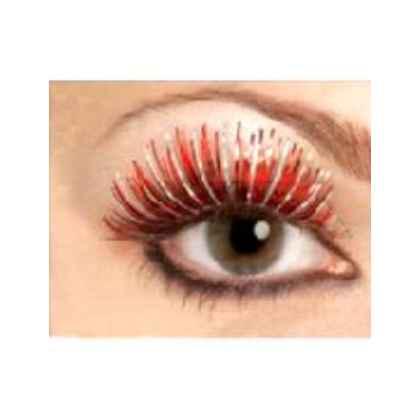 Metallic Eyelashes - Red and Silver - Contains Glue