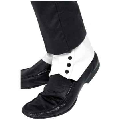 SPATS,WHITE,Pair,With Elastic,Headercard