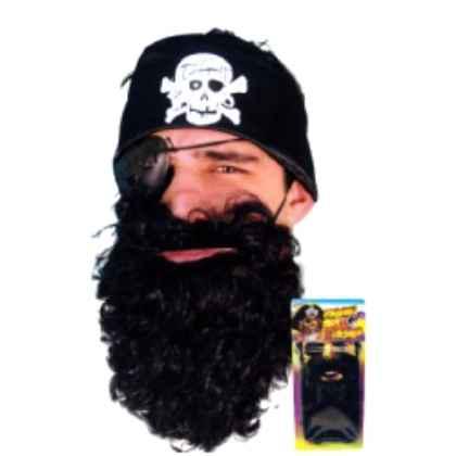 Pirate Beard Black Nylon Deluxe Carded
