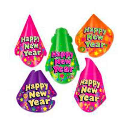 Assorted Colour-Bright Cardboard New Year Hats