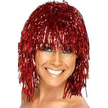 Cyber Tinsel Wigs - Red
