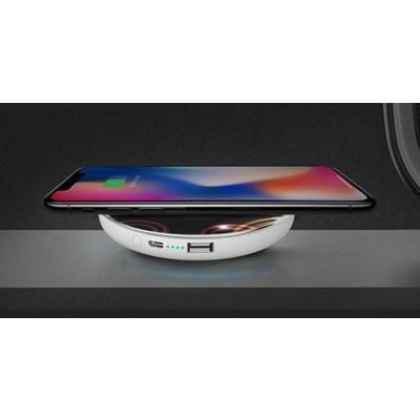 ROUND SHAPE 2-IN-1 WIRELESS CHARGER FOR MOBILE PHONE.