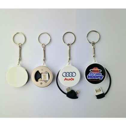 MULTI-CHARGE CABLE BOTTLE OPENER & KEYRING.