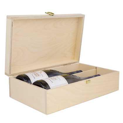 Deluxe Two Bottle Hinged Lid Wine Box (6 Pack)