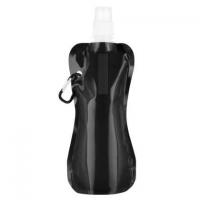 Foldable Flexi Water Bottle with Carabiner Clip - 400ml Black