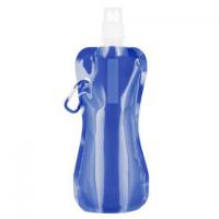 Foldable Flexi Water Bottle with Carabiner Clip - 400ml Blue