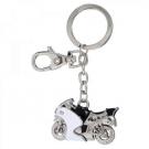 Chrome Motor Cycle Key Ring with Crystals