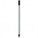 Pencil with silver body, black wood and black rubber