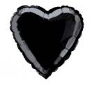 Foil Balloon Heart Solid Metallic Black