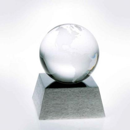 Clear ocean Globe W/Aluminium Base